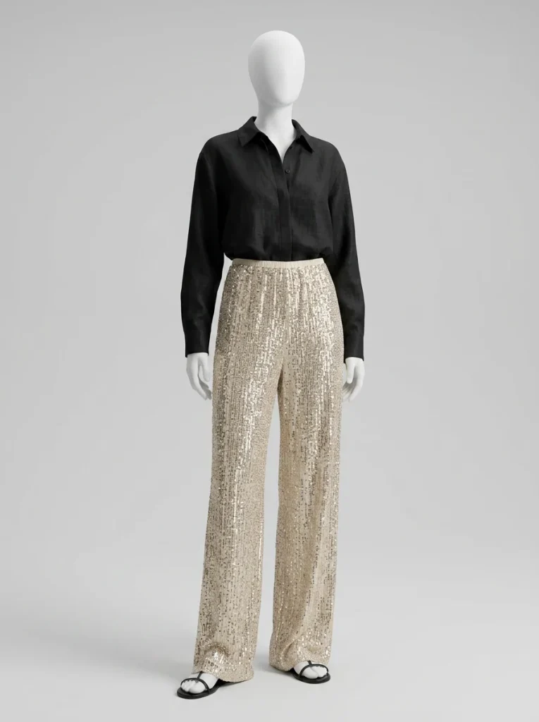 Pantalon paillette large fluide style streetwear femme - Vue 6 - pantalon paillette